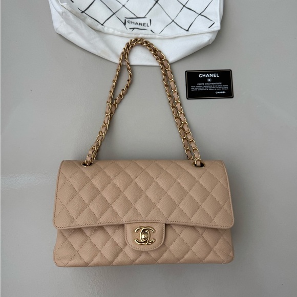 Chanel Caviar Quilted Medium Double Flap Beige - Picture 9 of 12